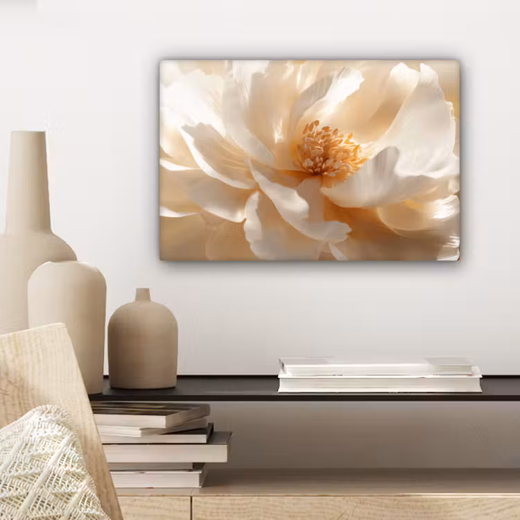 Canvas schilderij - Close up - Pioenroos - Wit — 5