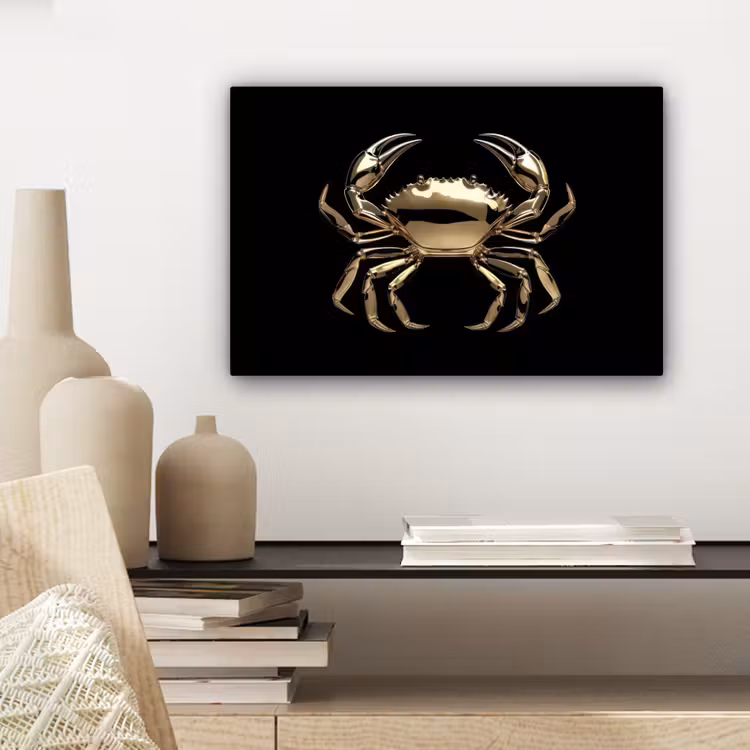 Canvas schilderij - Goud - Krab - Dieren - Zwart — 5