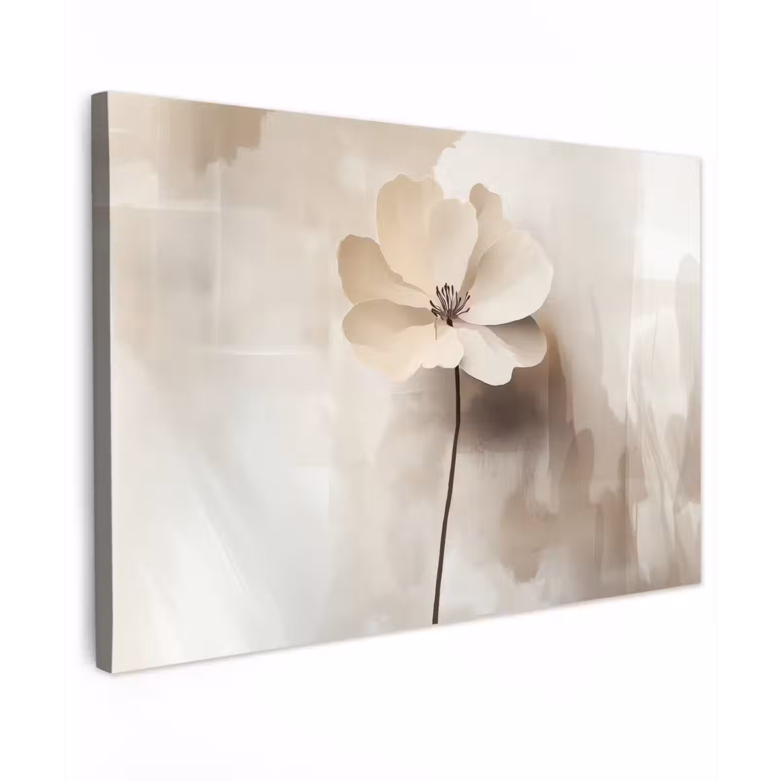 Canvas schilderij - Bloem - Beige - Verf - Schaduw — 1