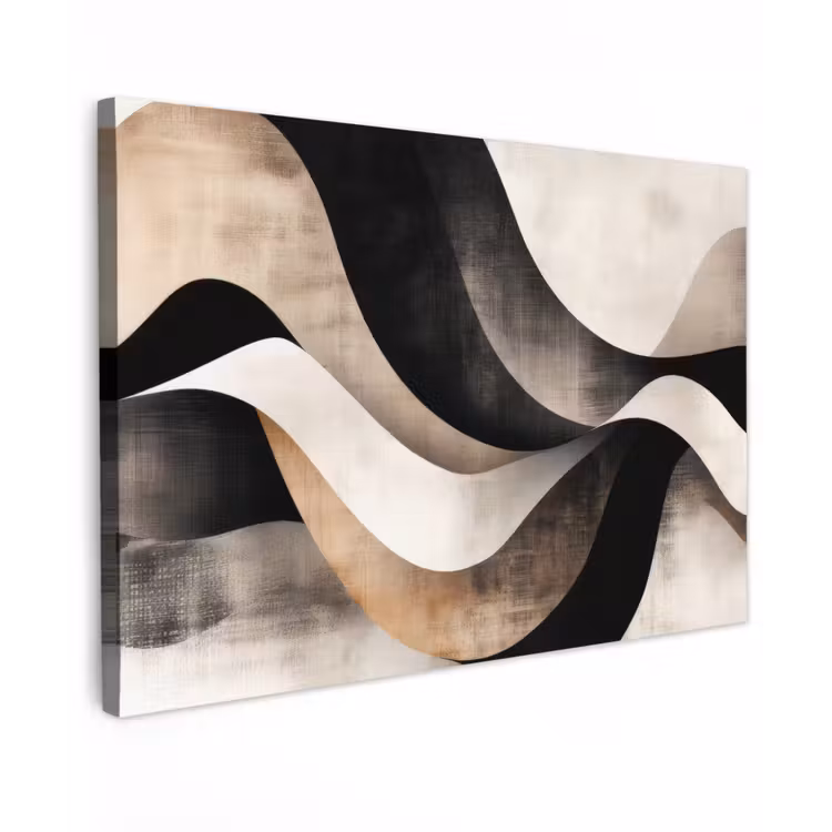 Canvas schilderij - Abstract - Golven - Zwart - Verweerd — 1