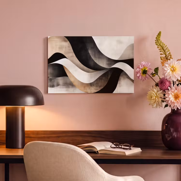 Canvas schilderij - Abstract - Golven - Zwart - Verweerd — 4