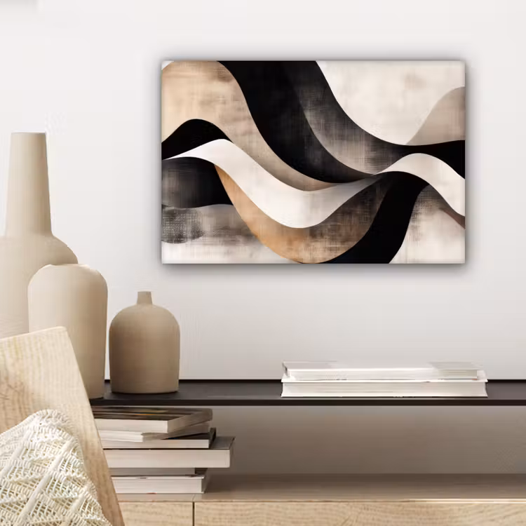 Canvas schilderij - Abstract - Golven - Zwart - Verweerd — 5