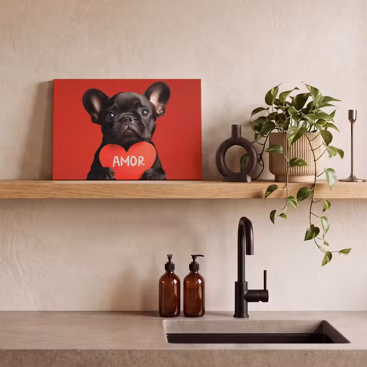 Canvas schilderij - Amor - Hond - Hartje - Rood — 2
