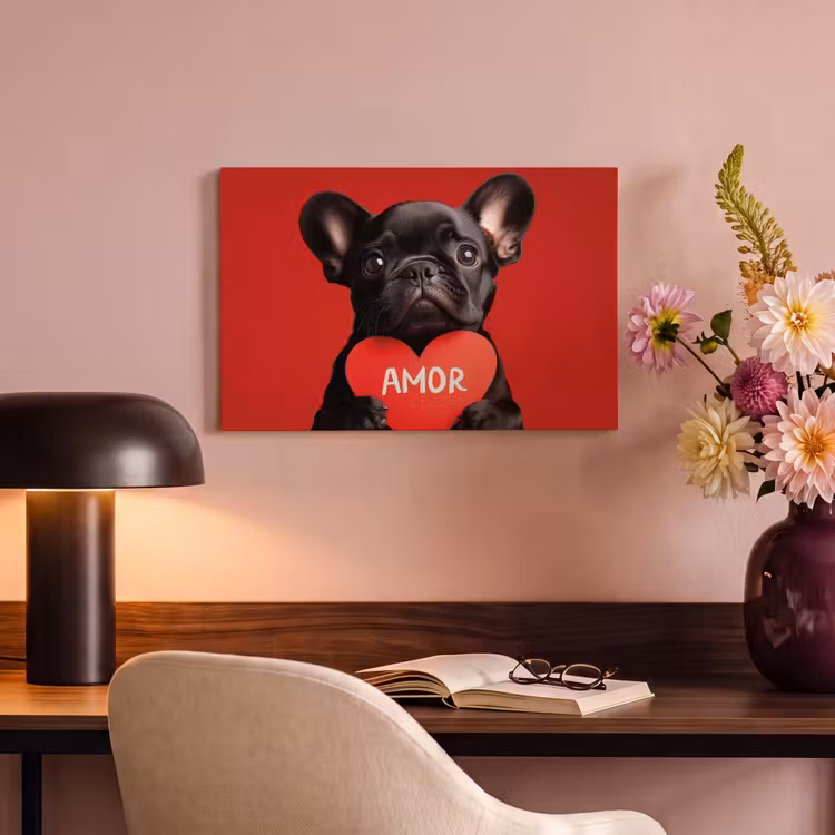 Canvas schilderij - Amor - Hond - Hartje - Rood — 3