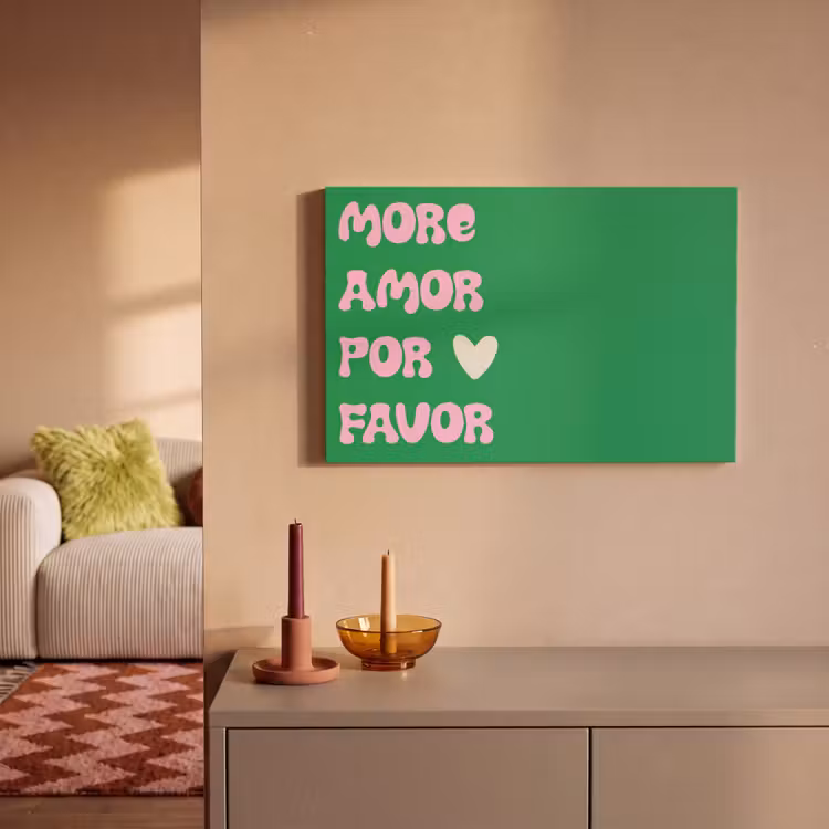 Canvas schilderij - Amor - Valentijn - Groen - Tekst — 1