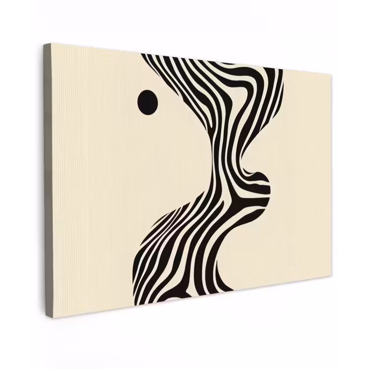 Canvas schilderij - Beige - Lijnen - Golvend - Abstract — 1