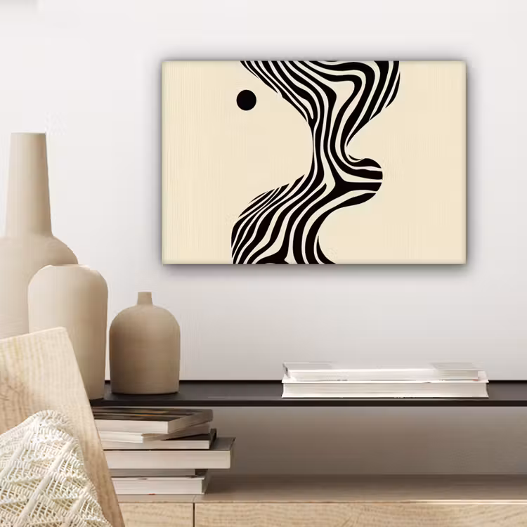 Canvas schilderij - Beige - Lijnen - Golvend - Abstract — 5