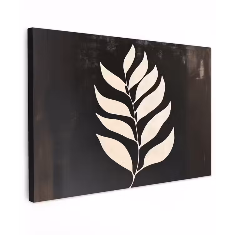 Canvas schilderij - Blad - Wit - Minimalistisch — 1