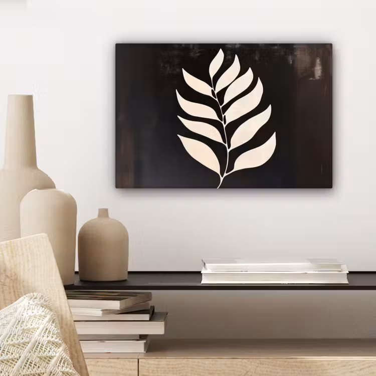 Canvas schilderij - Blad - Wit - Minimalistisch — 5