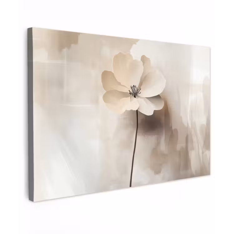 Canvas schilderij - Bloem - Beige - Verf - Schaduw — 1