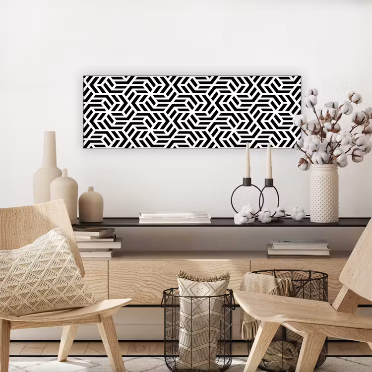 Canvas schilderij - Design - Geometrie - Patroon - Zwart - Wit — 5