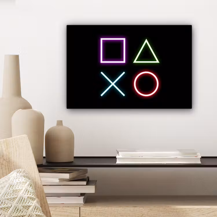 Canvas schilderij - Gaming - Neon - Console - Zwart - Controller - Gamen — 5