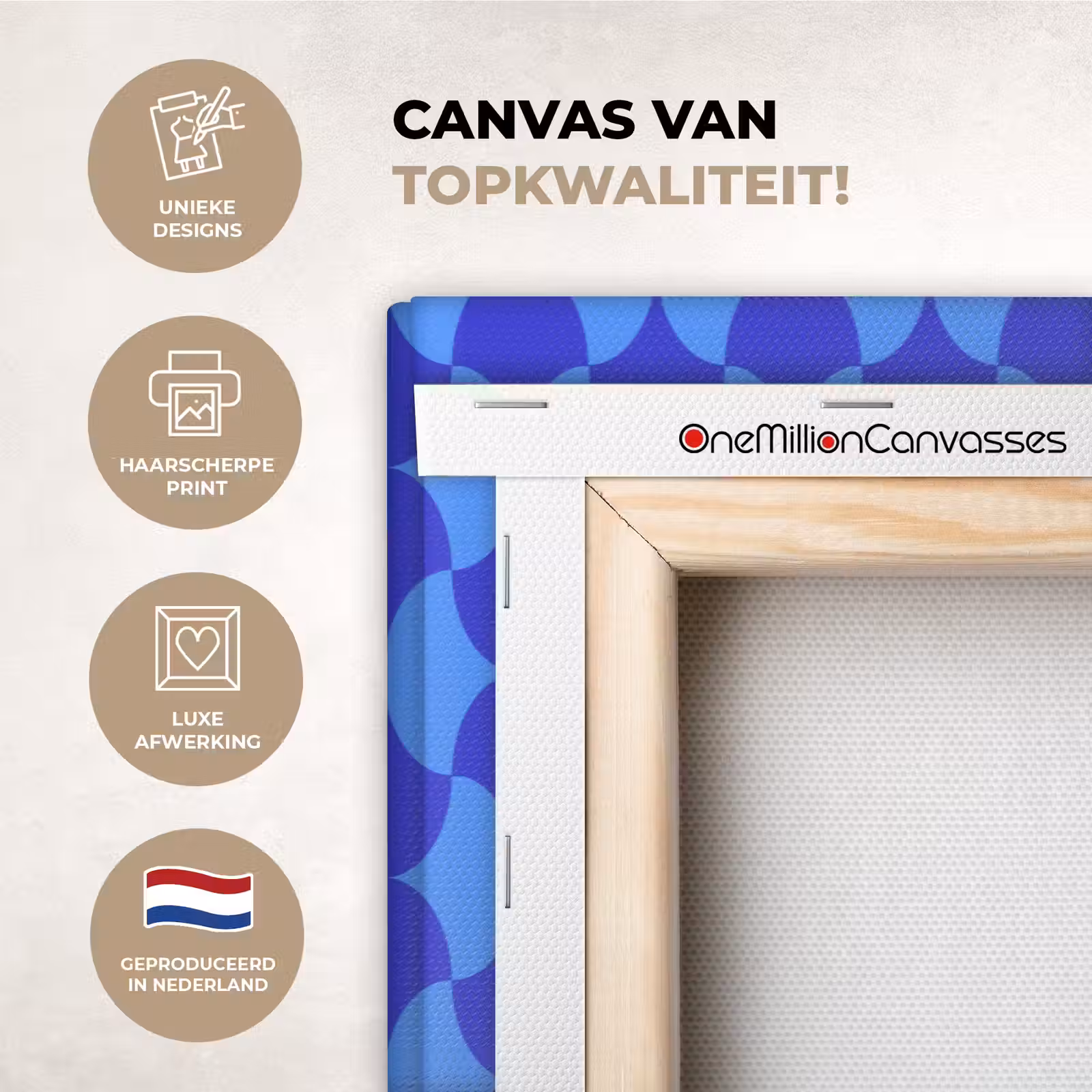 Canvas schilderij - Blauw - Maanvlakken - Patroon — 1