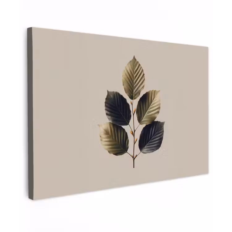 Canvas schilderij - Beukenbladeren - Bruin - Groen - neutraal — 1