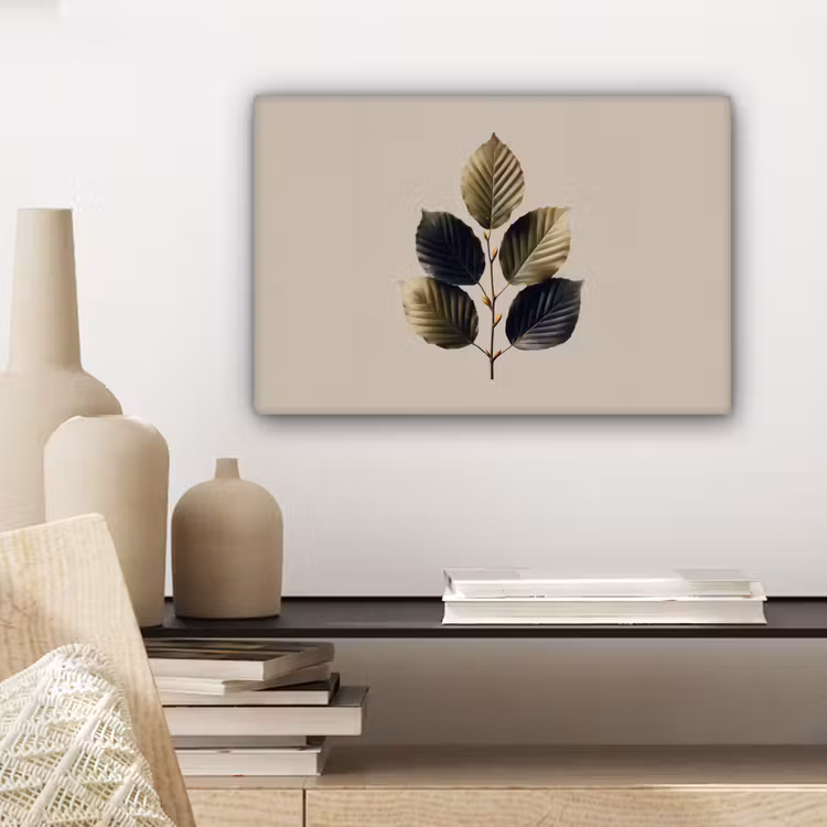 Canvas schilderij - Beukenbladeren - Bruin - Groen - neutraal — 5