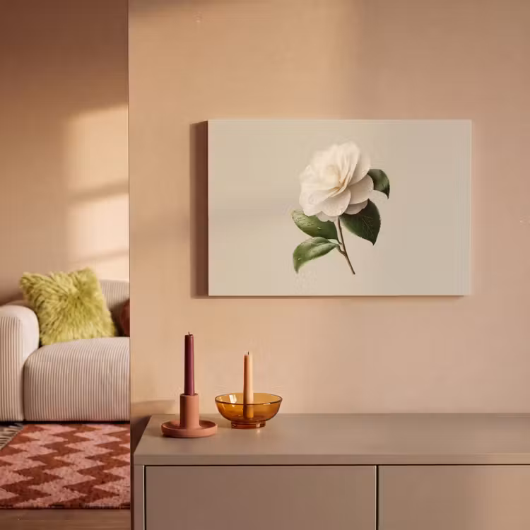 Canvas schilderij - Cameliabloem - Wit - Groen — 2