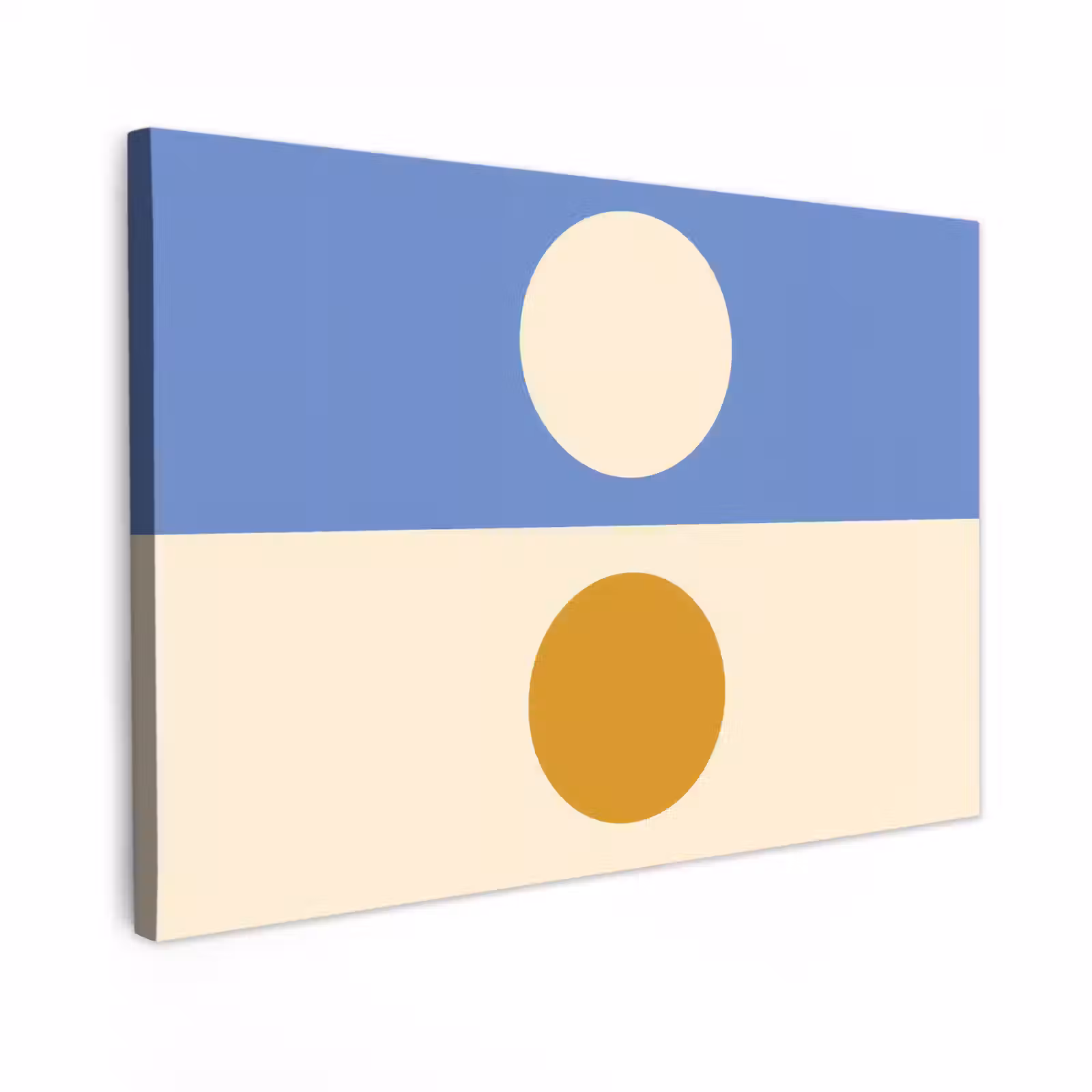 Canvas schilderij - Cirkels - Symmetrisch - Wit - Blauw- Geel — 1
