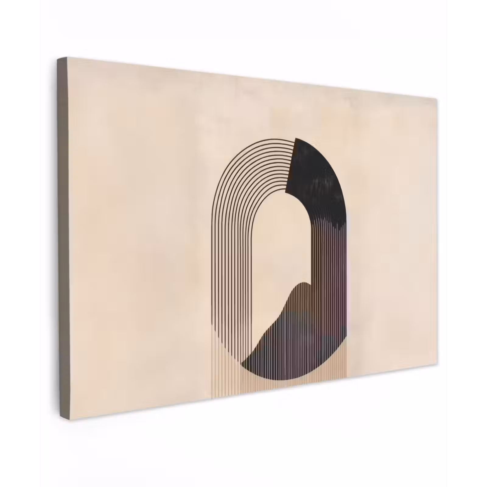 Canvas schilderij - Grafisch gebogen motief - Beige — 1