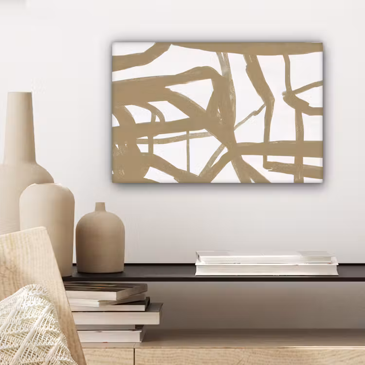 Canvas schilderij - Abstract - Bruin - Wit — 5