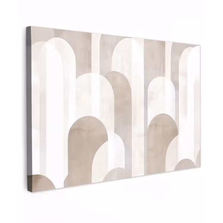Canvas schilderij - Abstracte bogen - Modern - Beige — 1