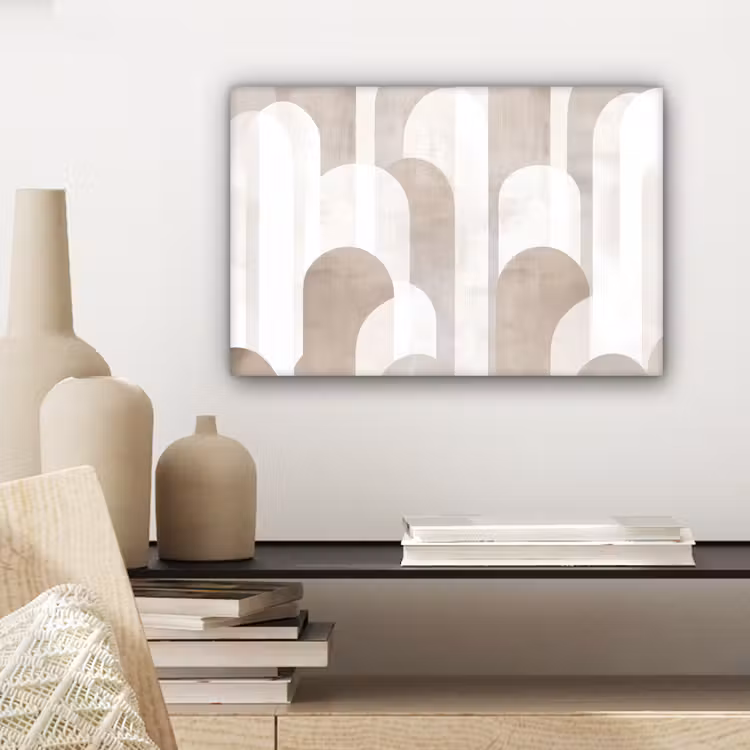 Canvas schilderij - Abstracte bogen - Modern - Beige — 5