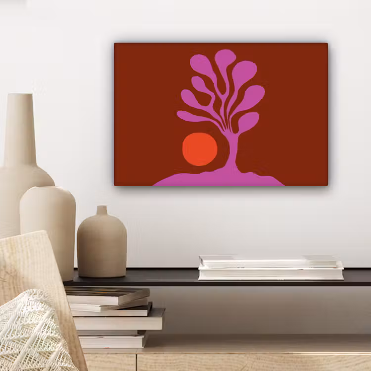 Canvas schilderij - Boom - Paars - Cirkel - Vloeiend — 5