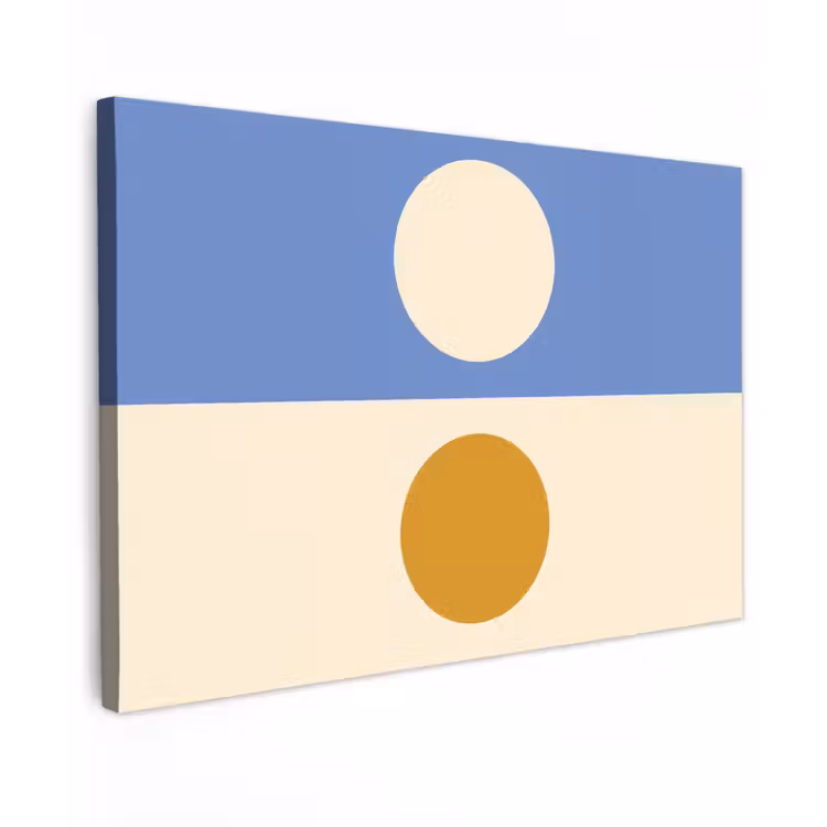 Canvas schilderij - Cirkels - Symmetrisch - Wit - Blauw- Geel — 1
