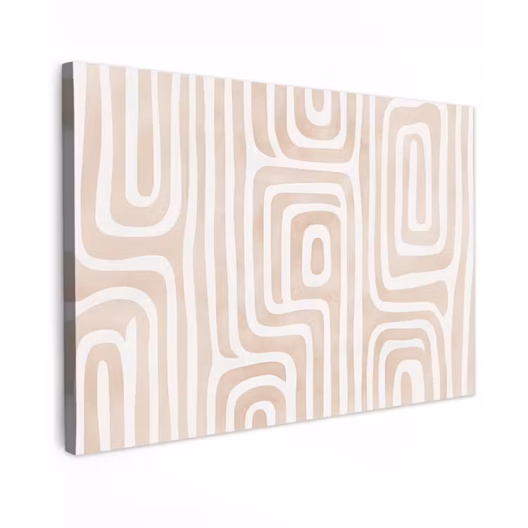 Canvas schilderij - Decoratief - Labyrint - Beige — 1