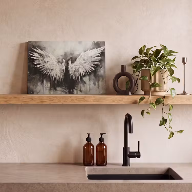 Canvas schilderij - Engel - Vleugels - Zwart - Wit — 3