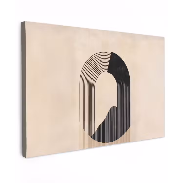 Canvas schilderij - Grafisch gebogen motief - Beige — 1