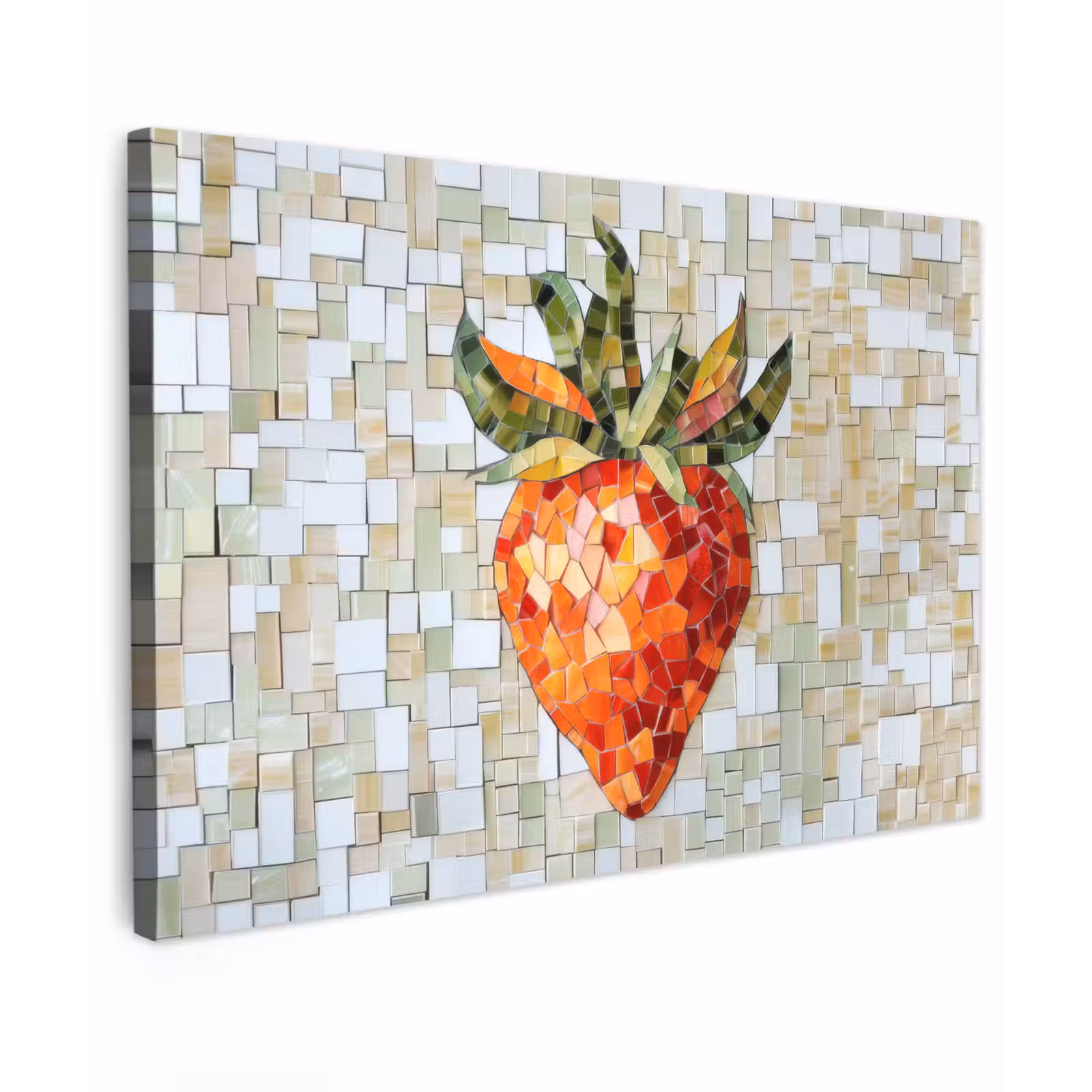 Canvas schilderij - Aardbei - Rood - Mozaïek - Fruit — 1