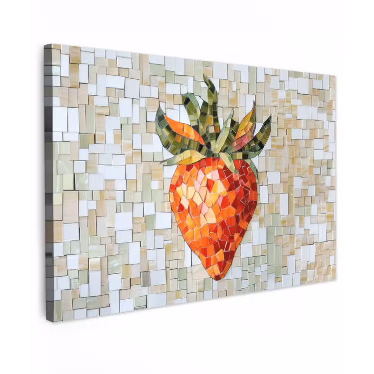 Canvas schilderij - Aardbei - Rood - Mozaïek - Fruit — 1