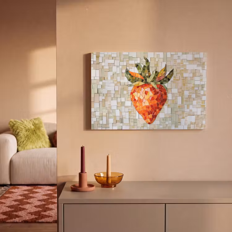 Canvas schilderij - Aardbei - Rood - Mozaïek - Fruit — 2