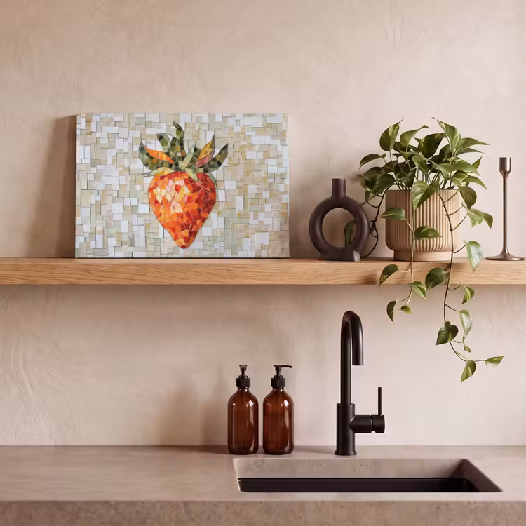 Canvas schilderij - Aardbei - Rood - Mozaïek - Fruit — 3