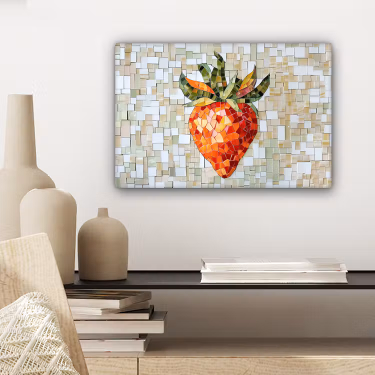 Canvas schilderij - Aardbei - Rood - Mozaïek - Fruit — 5