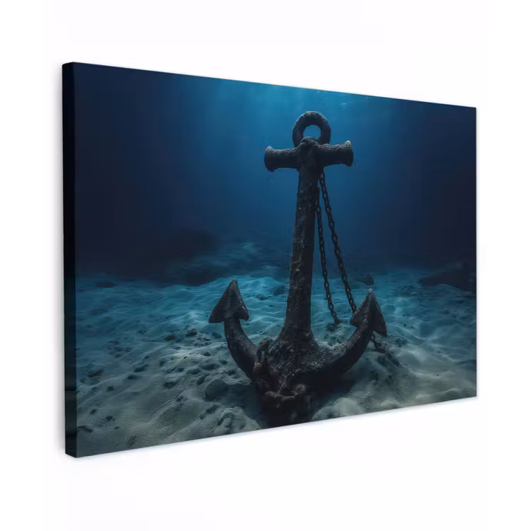 Canvas schilderij - Anker - Ijzer - Zeebodem - Zand — 1