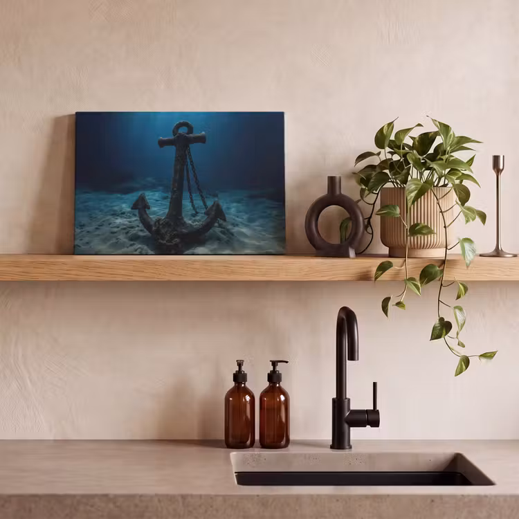 Canvas schilderij - Anker - Ijzer - Zeebodem - Zand — 3