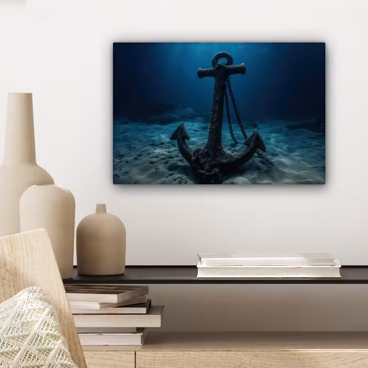 Canvas schilderij - Anker - Ijzer - Zeebodem - Zand — 5
