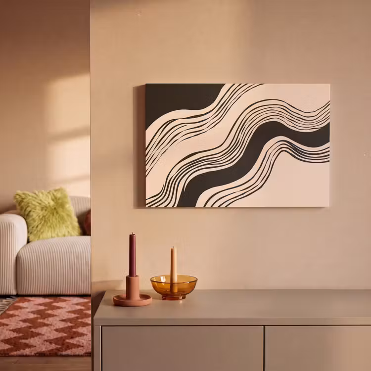 Canvas schilderij - Golven - Zwart - Zandkleur — 2