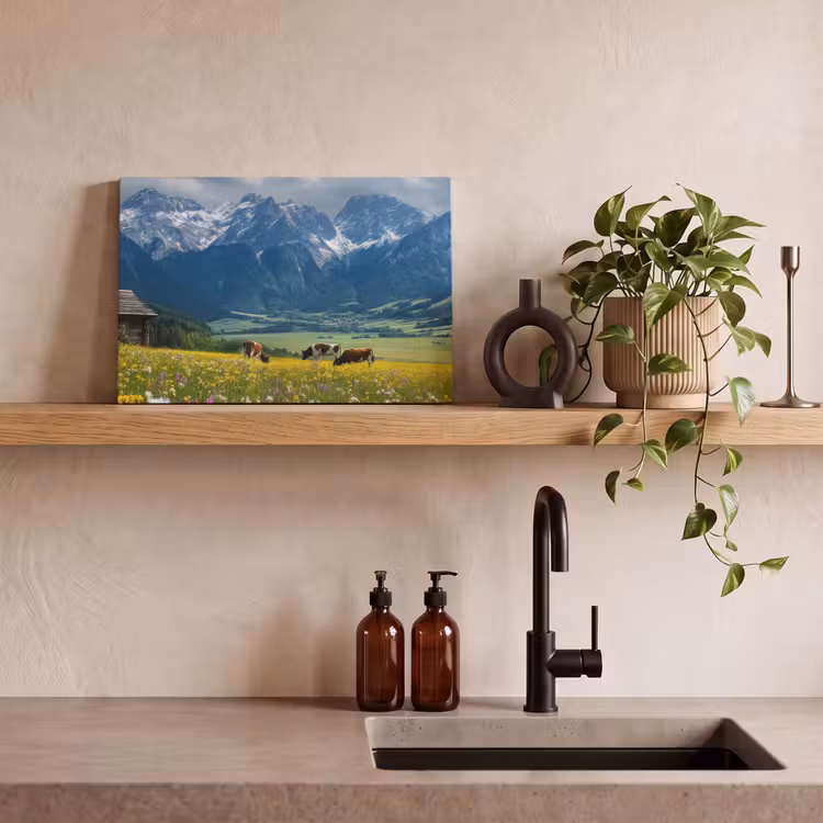 Canvas schilderij - Alpen - Weide - Bergen - Koeien — 3
