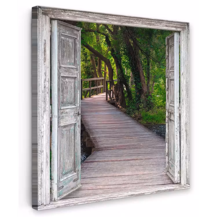 Canvas schilderij - Brug - Bos - Doorkijk — 1