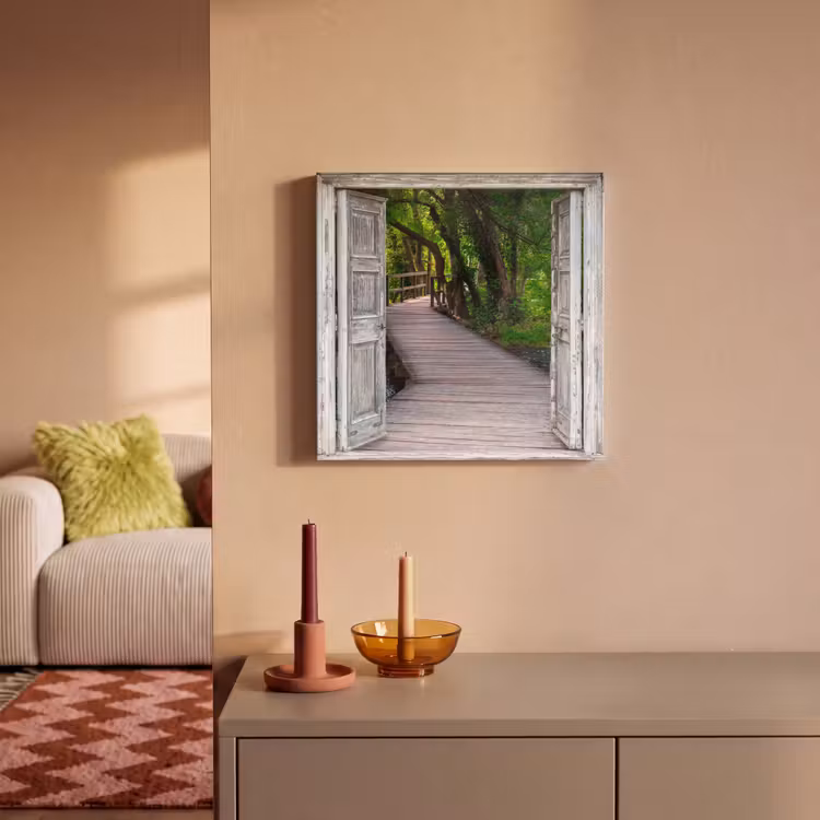 Canvas schilderij - Brug - Bos - Doorkijk — 2