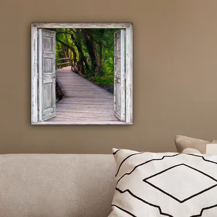 Canvas schilderij - Brug - Bos - Doorkijk — 3