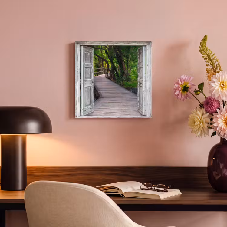 Canvas schilderij - Brug - Bos - Doorkijk — 4
