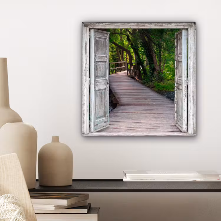 Canvas schilderij - Brug - Bos - Doorkijk — 5
