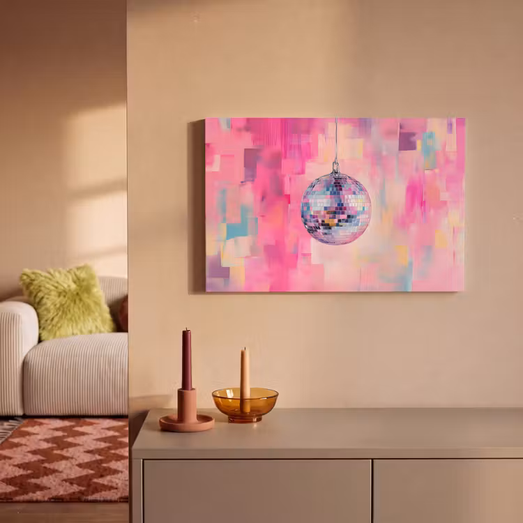 Canvas schilderij - Discobal - Pink - Verf — 2