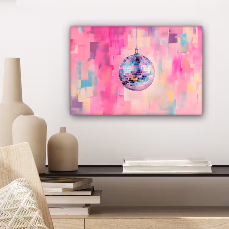 Canvas schilderij - Discobal - Pink - Verf — 5