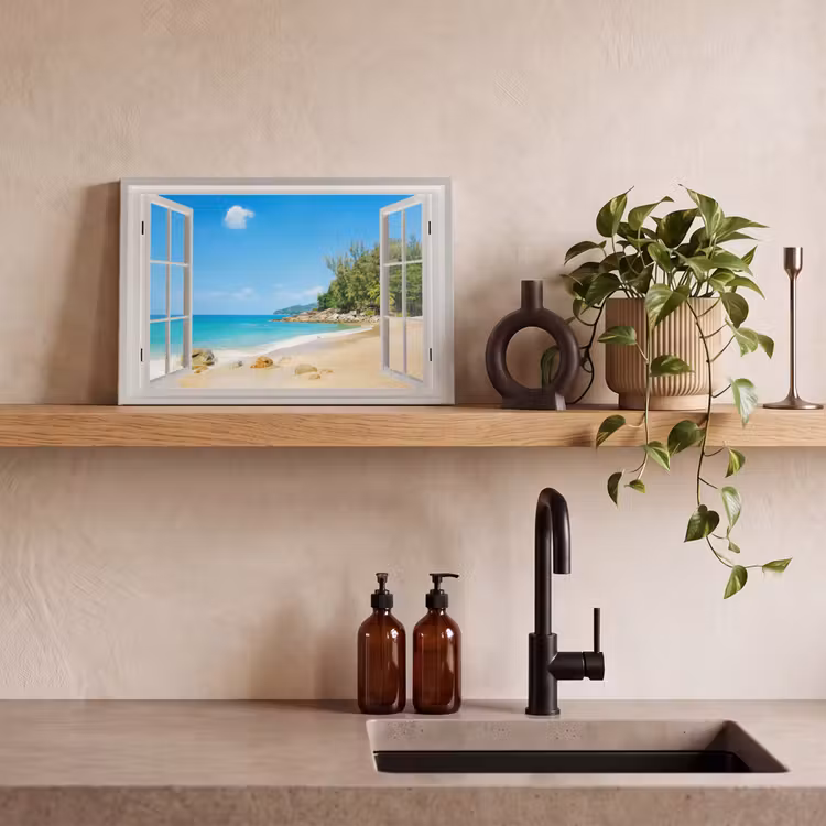 Canvas schilderij - Doorkijk - Water - Strand — 3