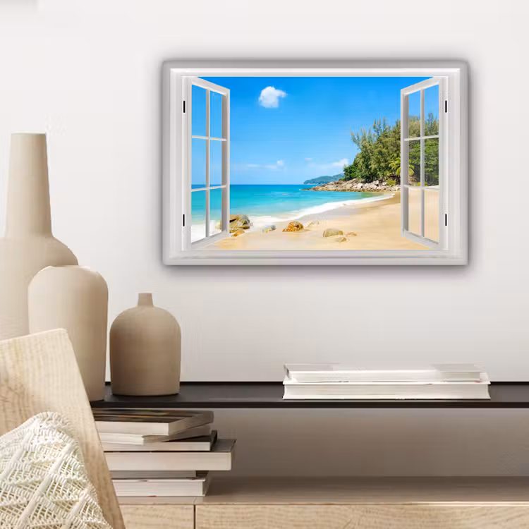 Canvas schilderij - Doorkijk - Water - Strand — 5