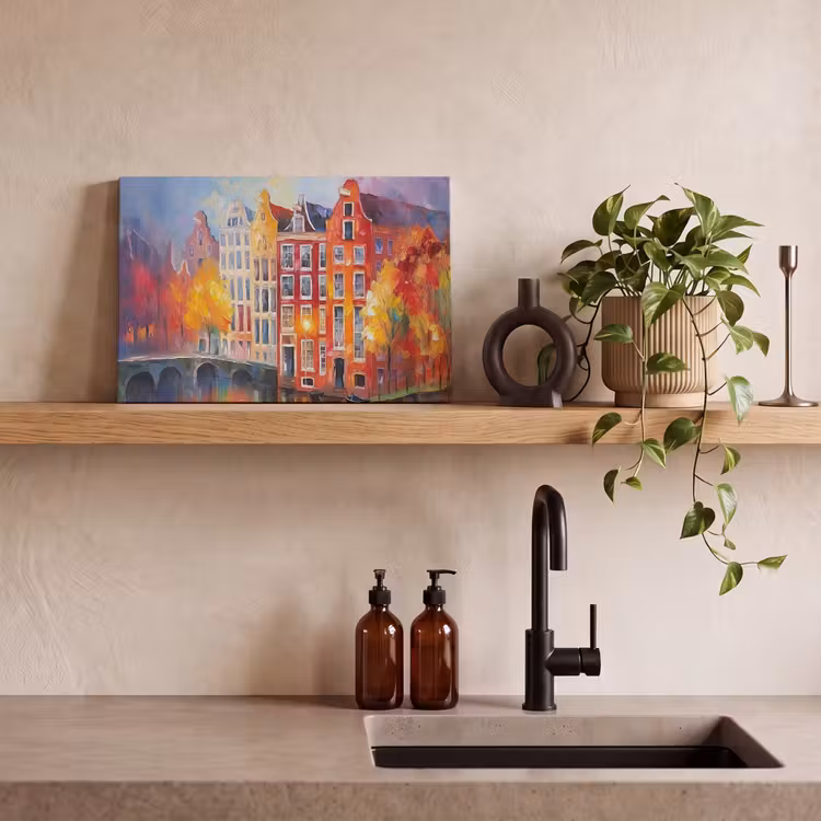Canvas schilderij - Grachtenpanden - Kunst - Schilderij - Amsterdam — 3